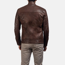 Load image into Gallery viewer, Men Dean Brown Leather Biker Jacket