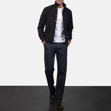 Load image into Gallery viewer, Men Eaton Black Suede Bomber Jacket
