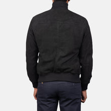 Load image into Gallery viewer, Men Eaton Black Suede Bomber Jacket