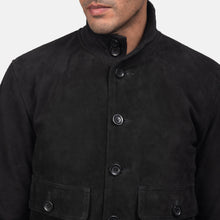 Load image into Gallery viewer, Men Eaton Black Suede Bomber Jacket
