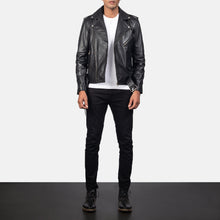 Load image into Gallery viewer, Allaric Alley Black Leather Biker Jacket