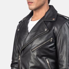 Load image into Gallery viewer, Allaric Alley Black Leather Biker Jacket
