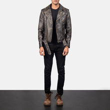 Load image into Gallery viewer, Allaric Alley Distressed Brown Leather Biker Jacket