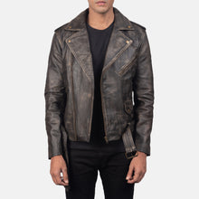 Load image into Gallery viewer, Allaric Alley Distressed Brown Leather Biker Jacket