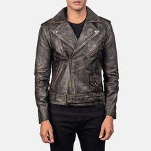 Load image into Gallery viewer, Allaric Alley Distressed Brown Leather Biker Jacket
