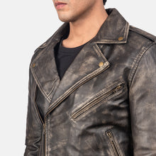Load image into Gallery viewer, Allaric Alley Distressed Brown Leather Biker Jacket