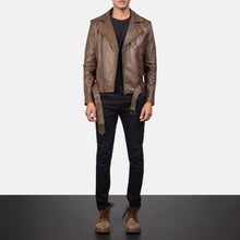 Load image into Gallery viewer, Allaric Alley Mocha Leather Biker Jacket