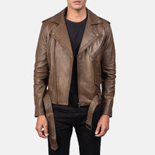 Load image into Gallery viewer, Allaric Alley Mocha Leather Biker Jacket