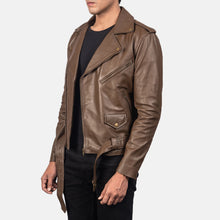 Load image into Gallery viewer, Allaric Alley Mocha Leather Biker Jacket