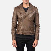 Load image into Gallery viewer, Allaric Alley Mocha Leather Biker Jacket