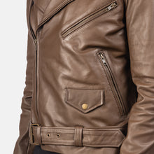 Load image into Gallery viewer, Allaric Alley Mocha Leather Biker Jacket