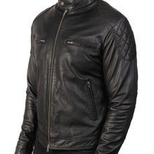 Load image into Gallery viewer, Men Gatsby Black Leather Biker Jacket