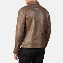 Load image into Gallery viewer, Men Gatsby Mocha Leather Biker Jacket