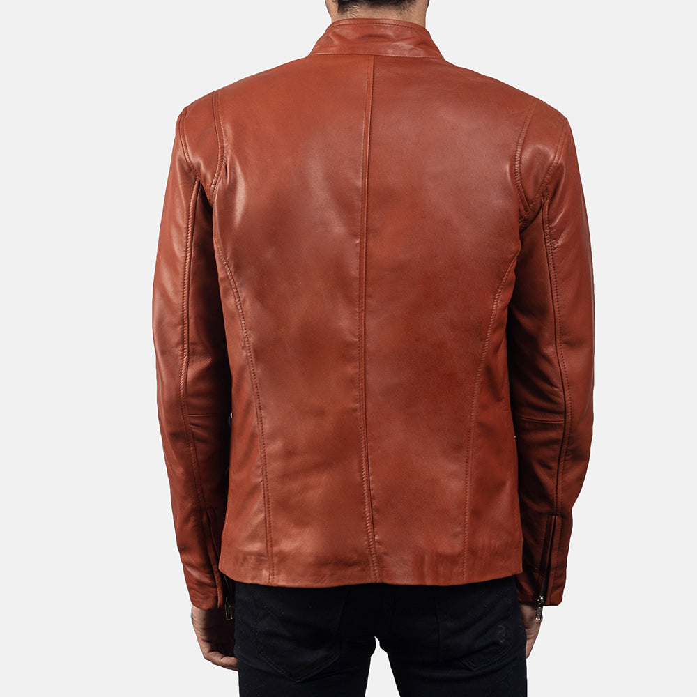 Men Ionic Tan Brown Leather Biker Jacket – revivecart