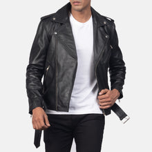 Load image into Gallery viewer, Allaric Alley Black Leather Biker Jacket